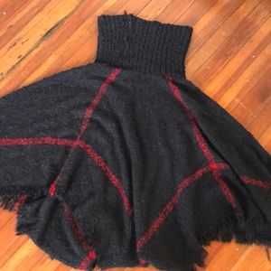 Navy blue + Red Poncho